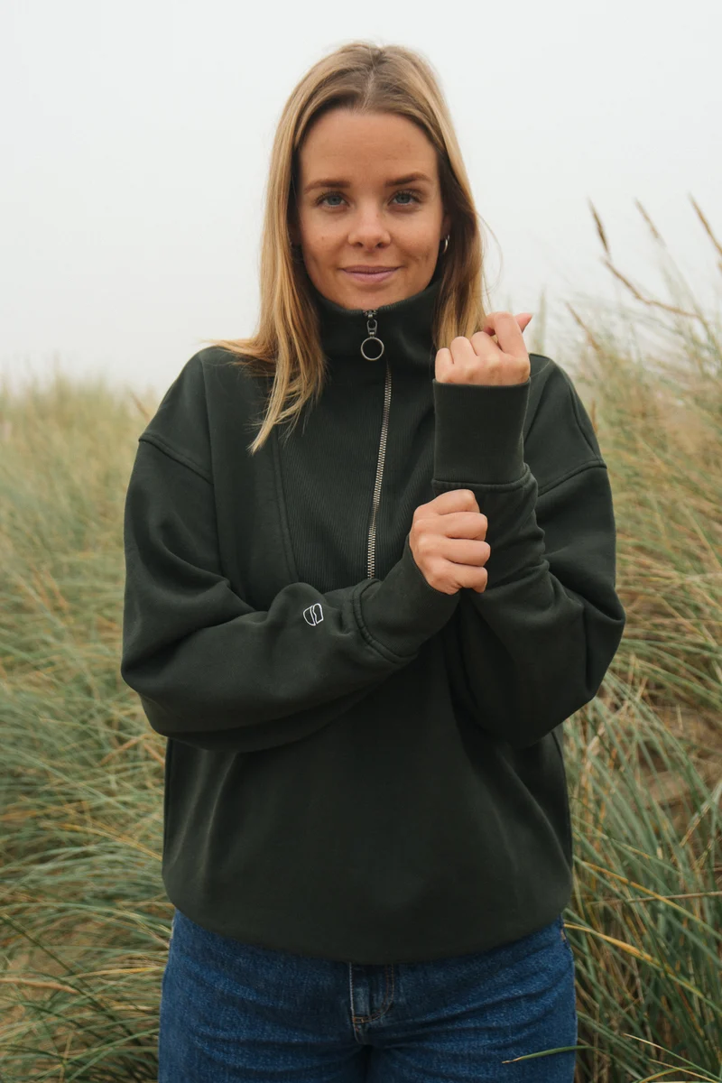 Half-Zip Sweater Brit Dunkelgrün