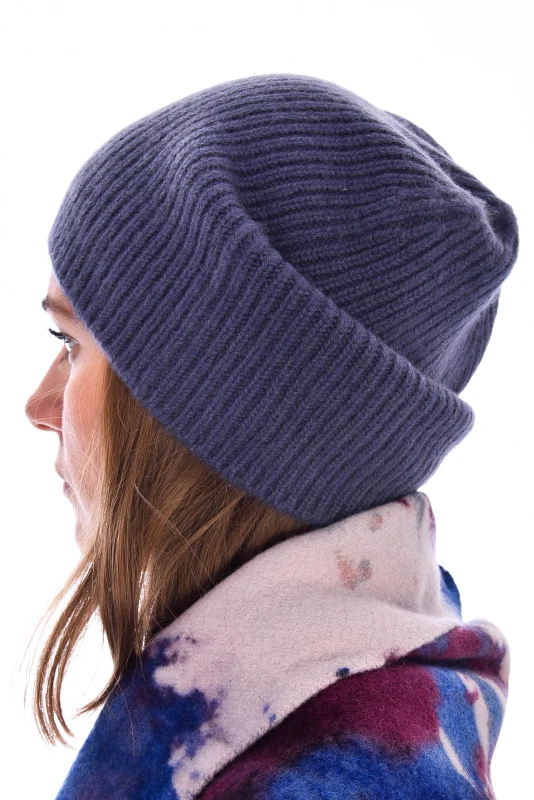 Kaschmirbeanie Stahlblau