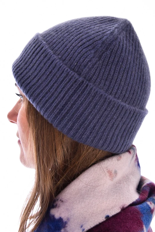 Kaschmirbeanie Stahlblau
