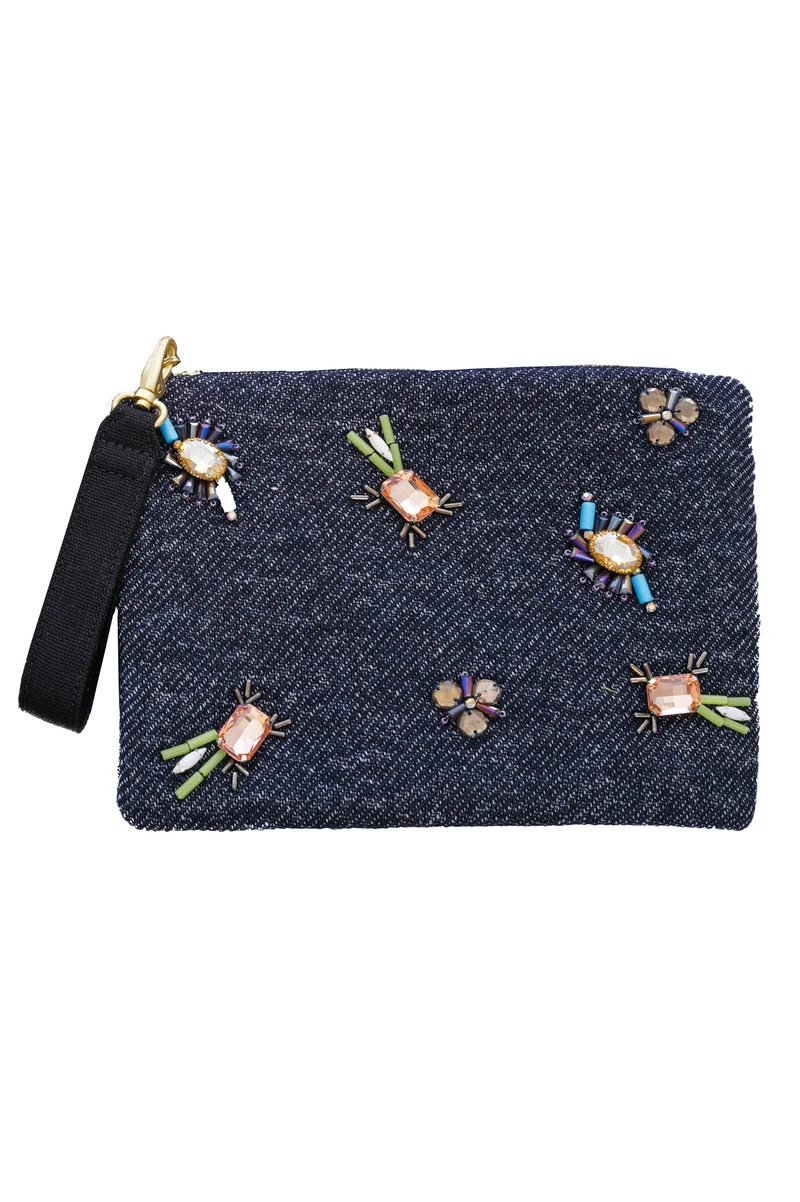 Clutch im Denim-Look Ink
