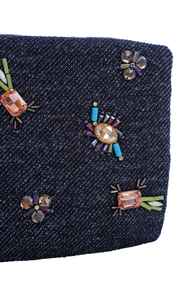Clutch im Denim-Look Ink