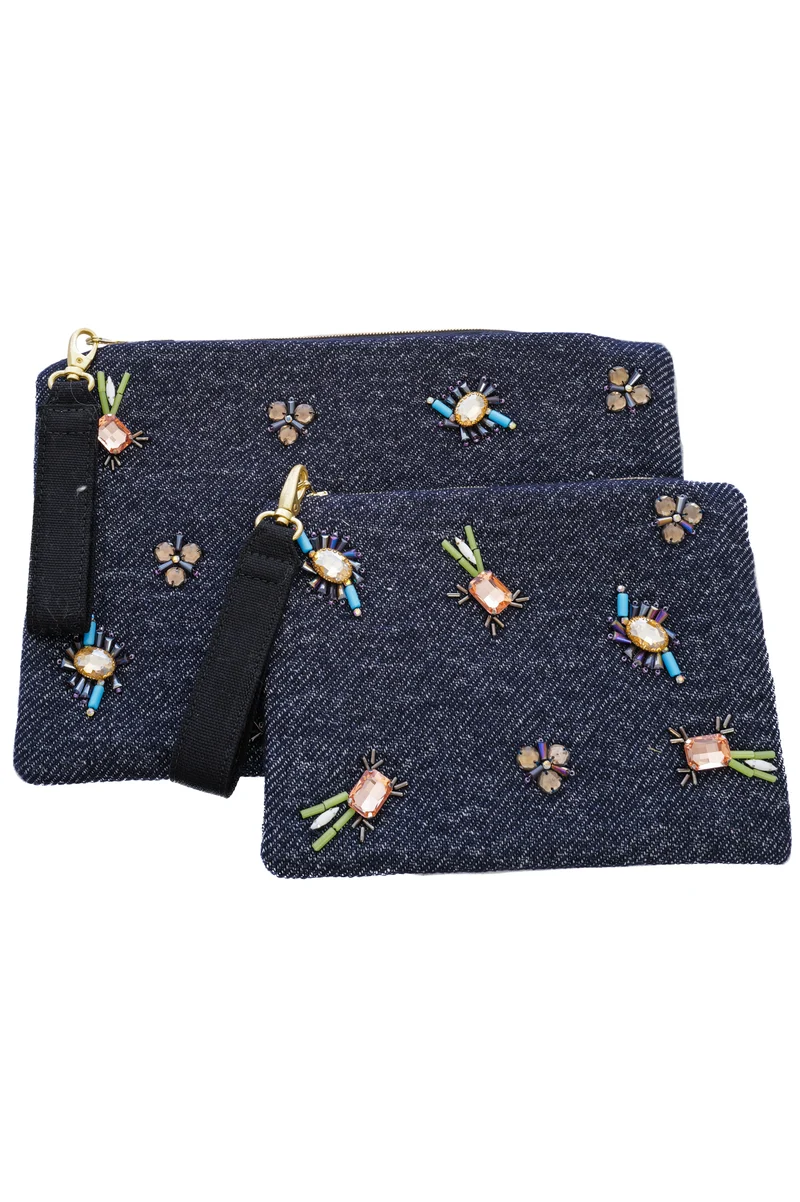 Clutch im Denim-Look Ink