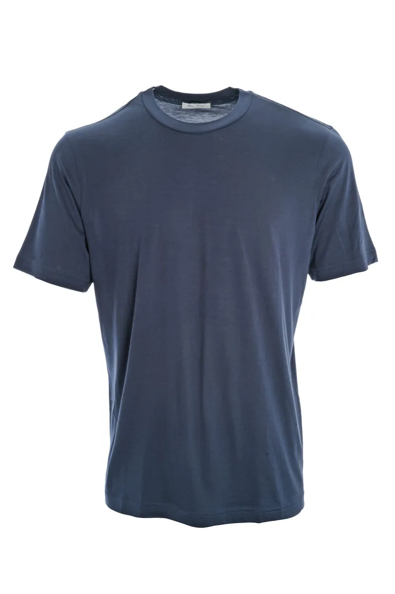 T-Shirt 'Eli' mit Seidenanteil Mittelblau