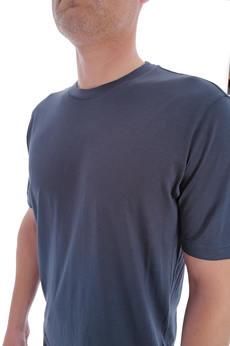 T-Shirt 'Eli' mit Seidenanteil Mittelblau