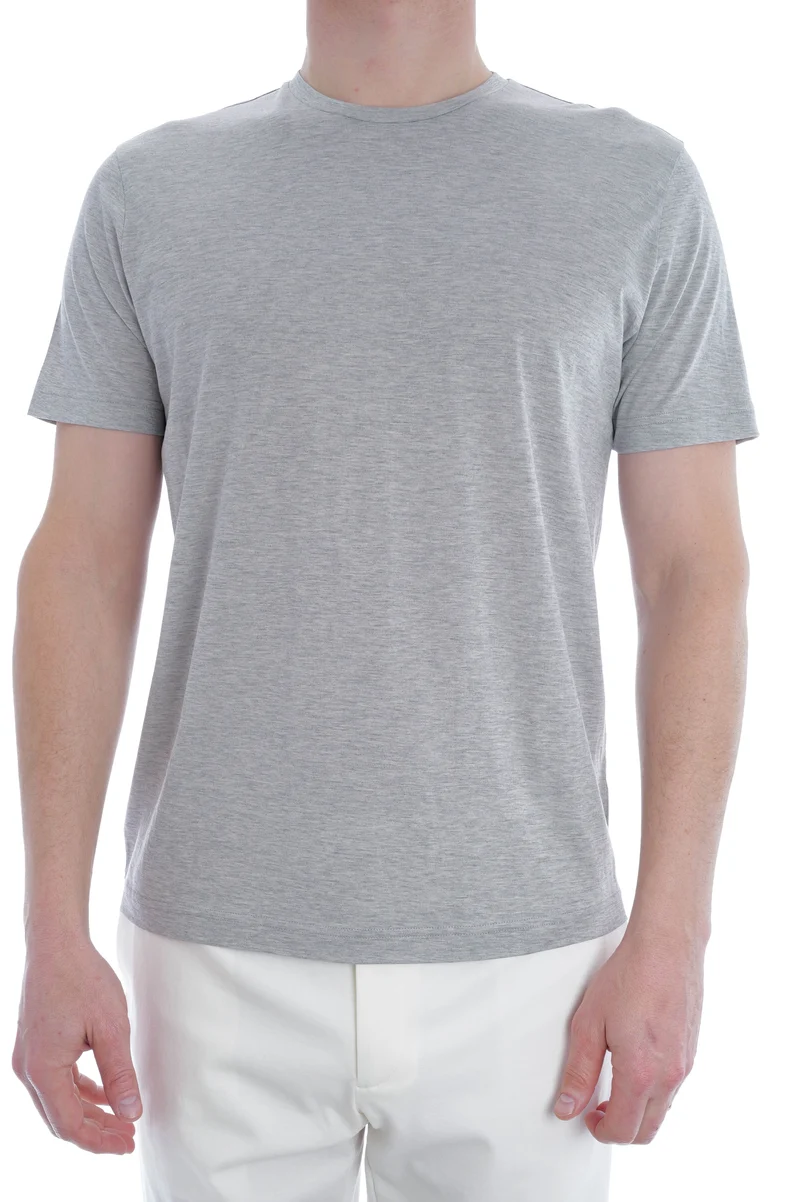 T-Shirt 'Enno' mit Seidenanteil Grau Meliert