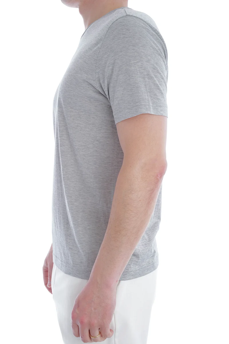 T-Shirt 'Enno' mit Seidenanteil Grau Meliert
