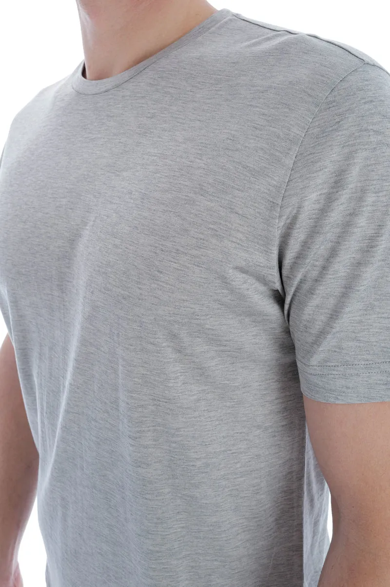 T-Shirt 'Enno' mit Seidenanteil Grau Meliert