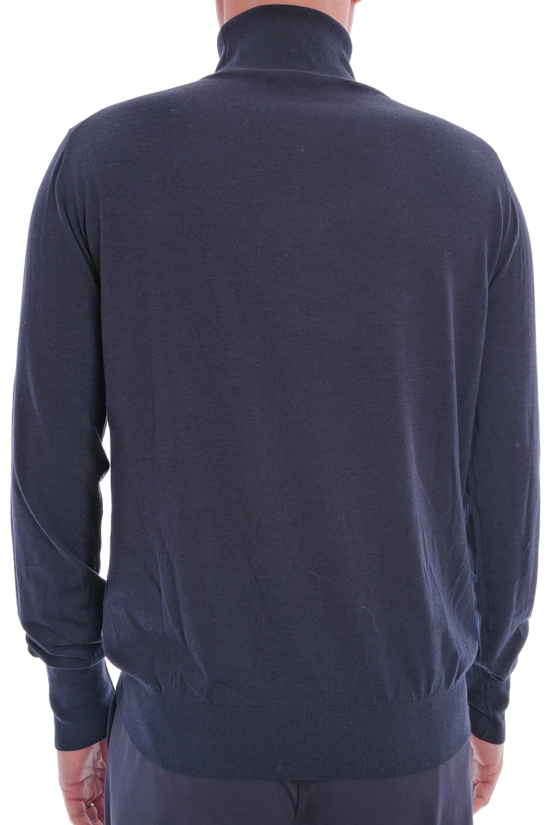Rollkragenpullover aus Wolle Marine Meliert