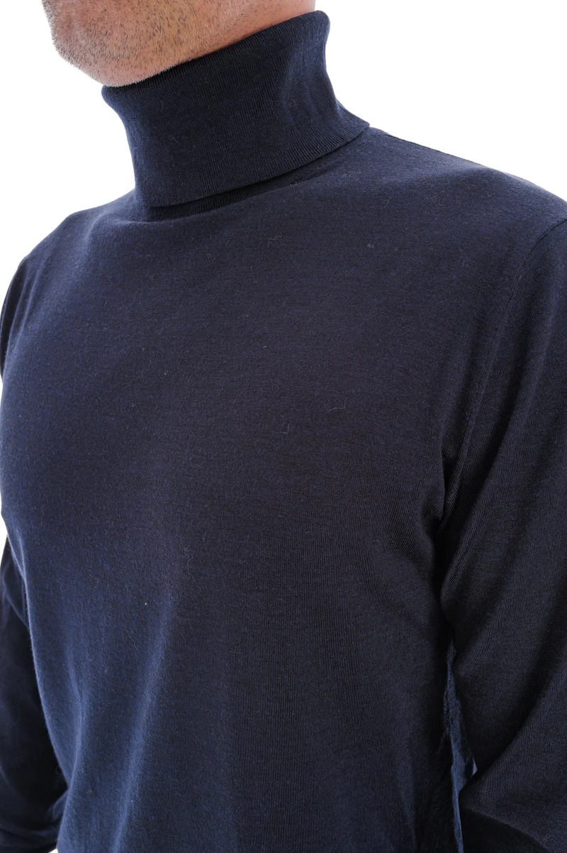 Rollkragenpullover aus Wolle Marine Meliert
