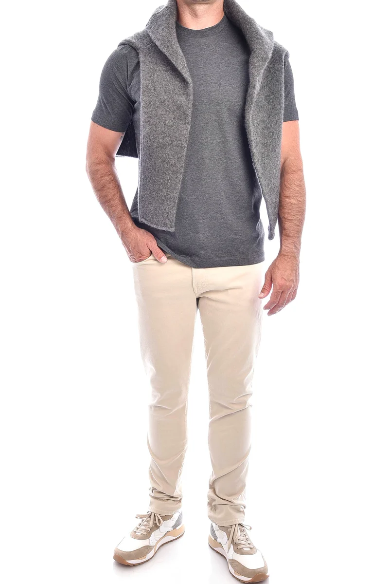 T-Shirt 'Eli Super 60' Grau Meliert