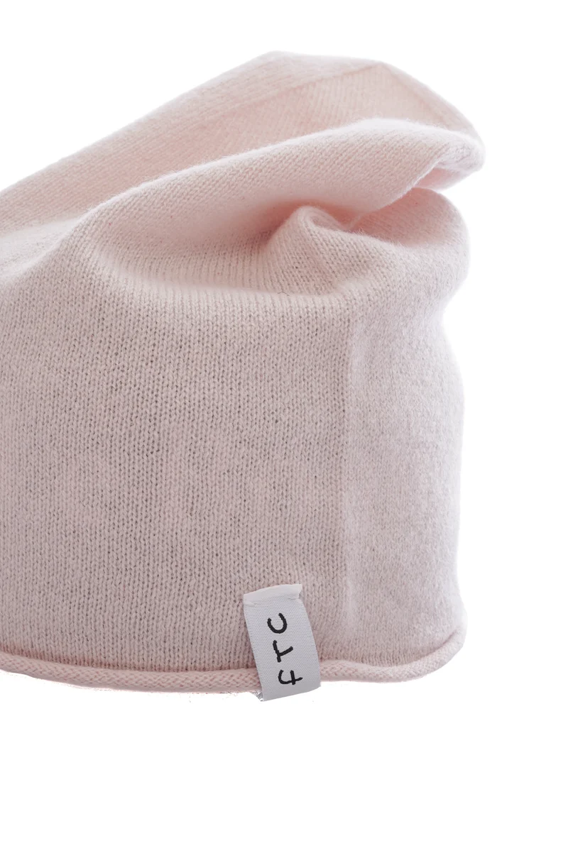 Kaschmirmütze mit Rollkante Rosa