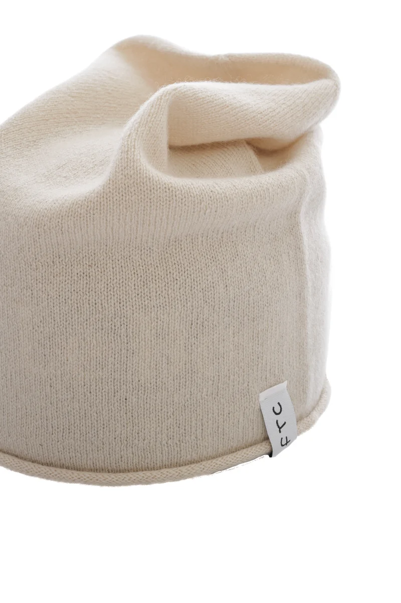 Kaschmirmütze mit Rollkante Beige