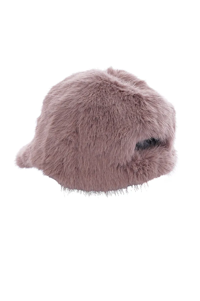 Fake-Fur Cap Taupe