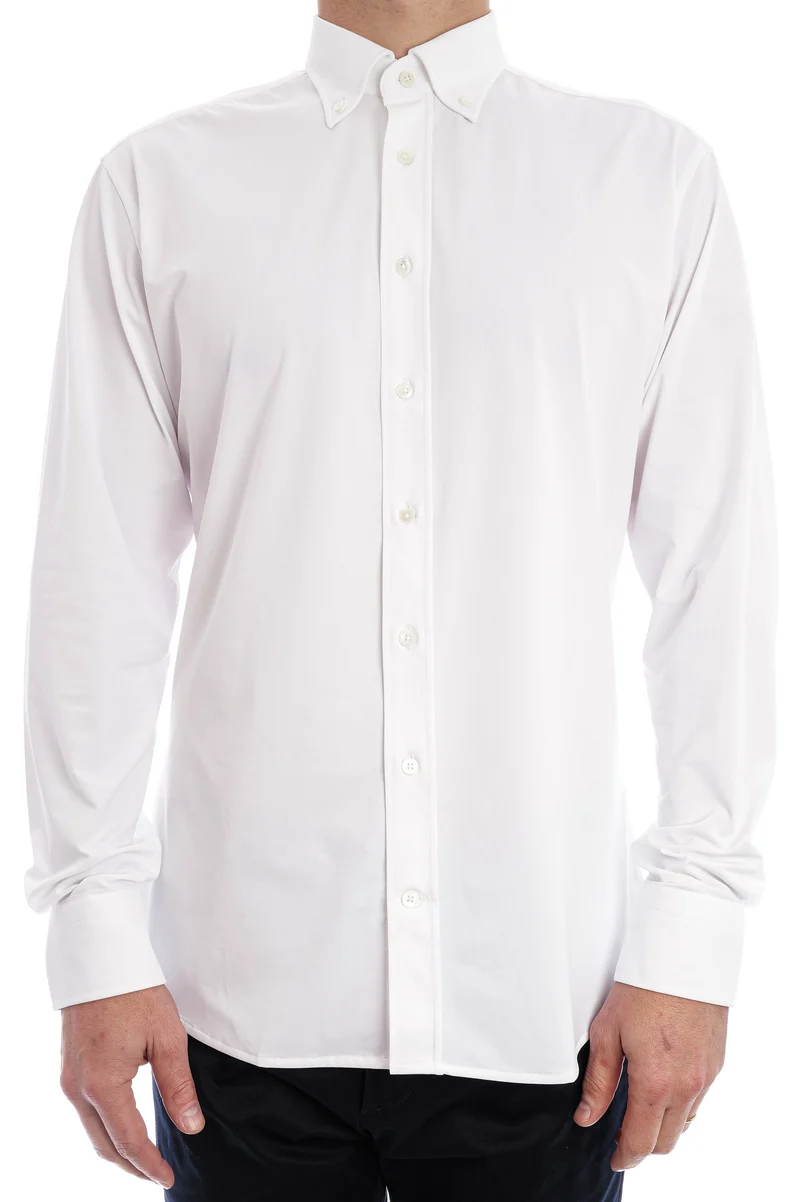 Stretchhemd Button-Down Kragen Weiß
