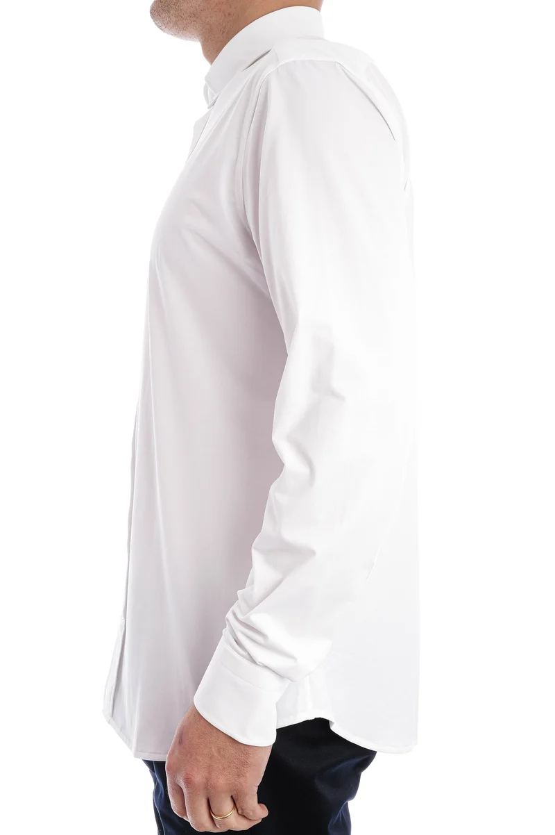 Stretchhemd Button-Down Kragen Weiß