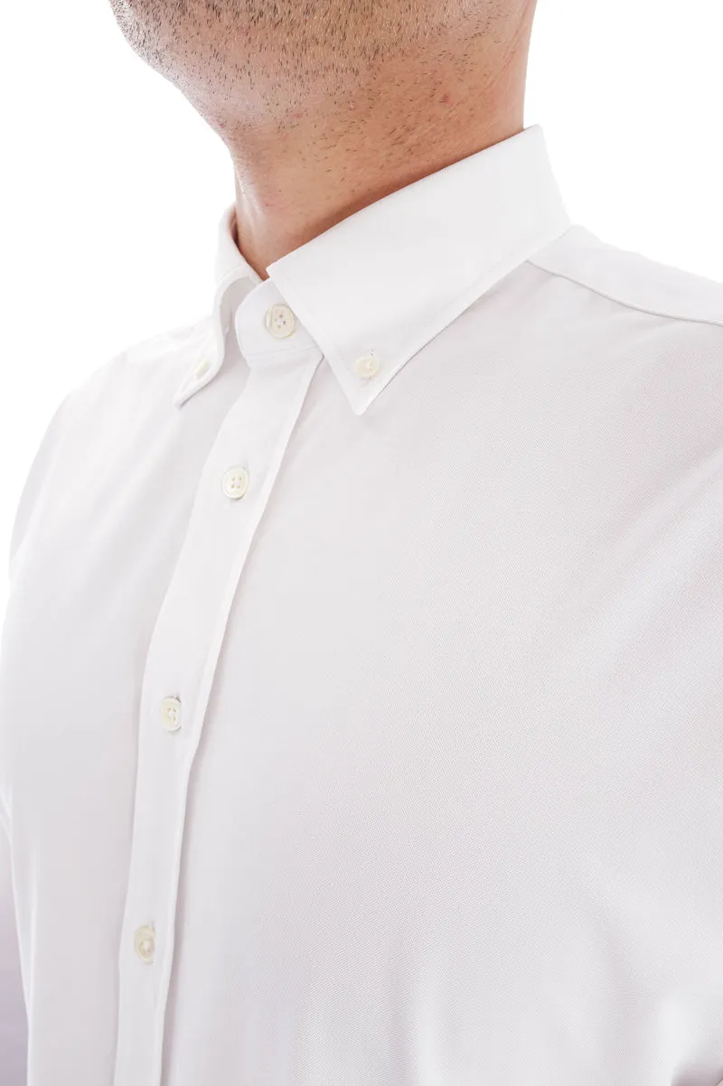 Stretchhemd Button-Down Kragen Weiß