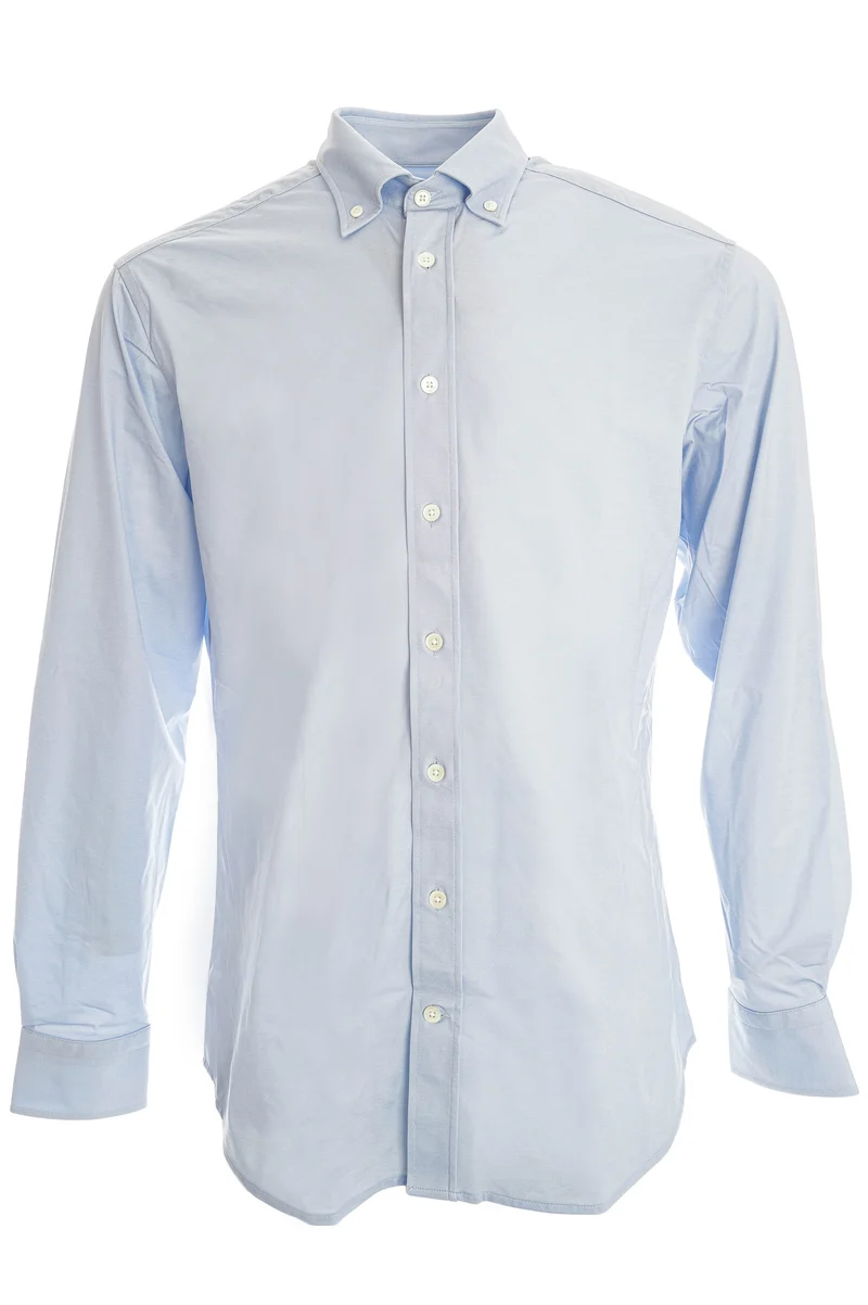 Stretchhemd Button-Down Kragen Mittelblau