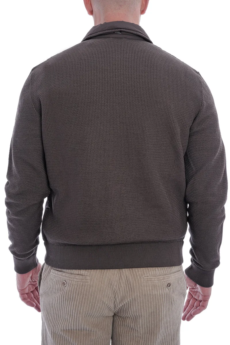 Jacke aus zwei Materialien Dunkelbraun