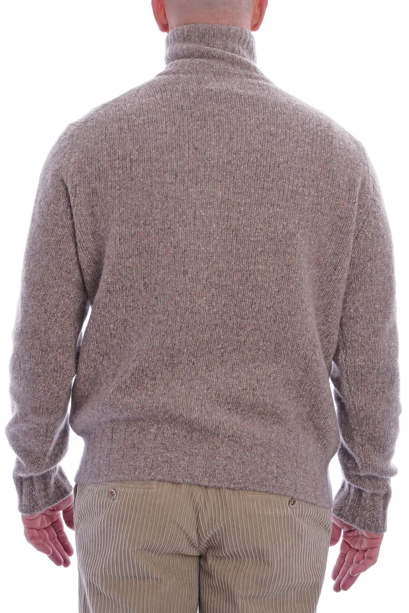 Kaschmirpullover mit Troyer-Kragen Taupe Meliert