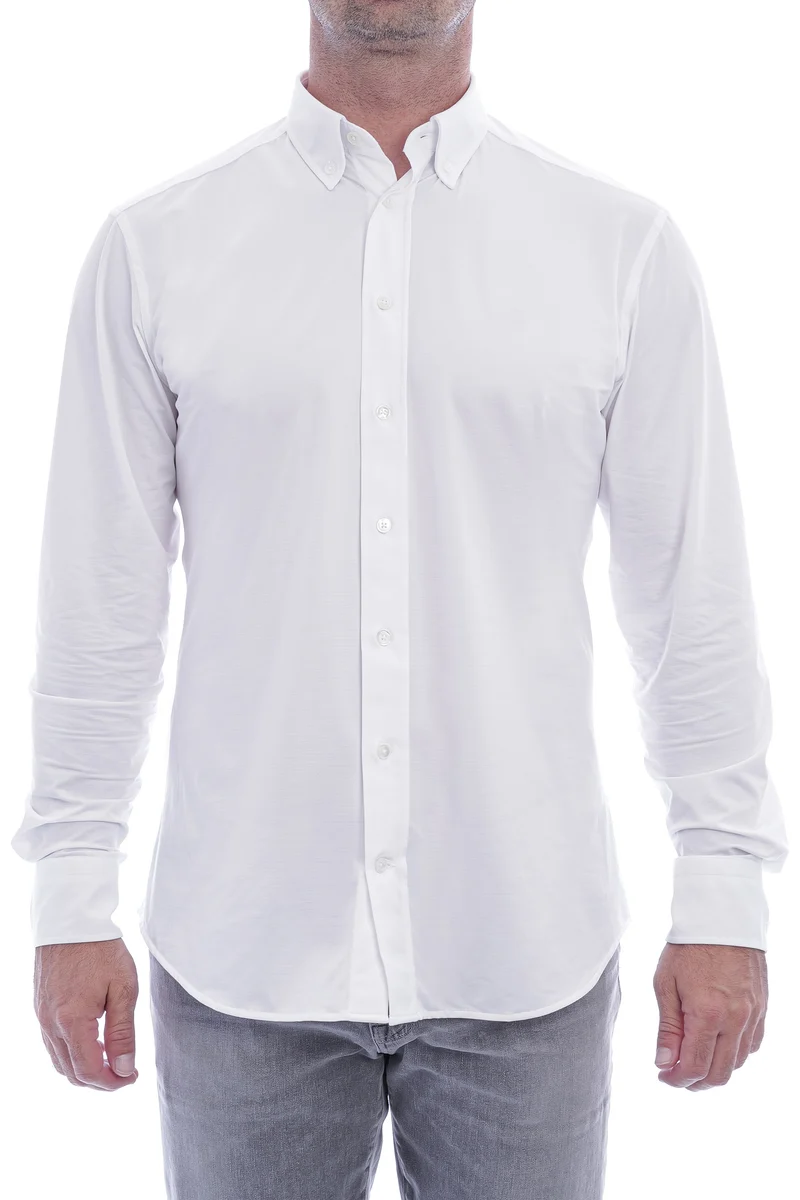 Stretchhemd Button Down Kragen Radical Fit Weiß
