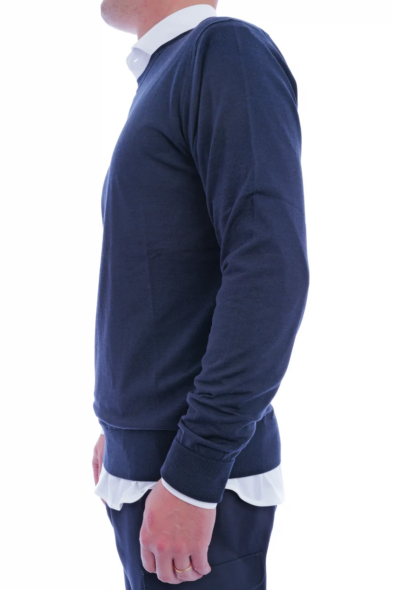 Wollpullover 'Enno' Marine Meliert