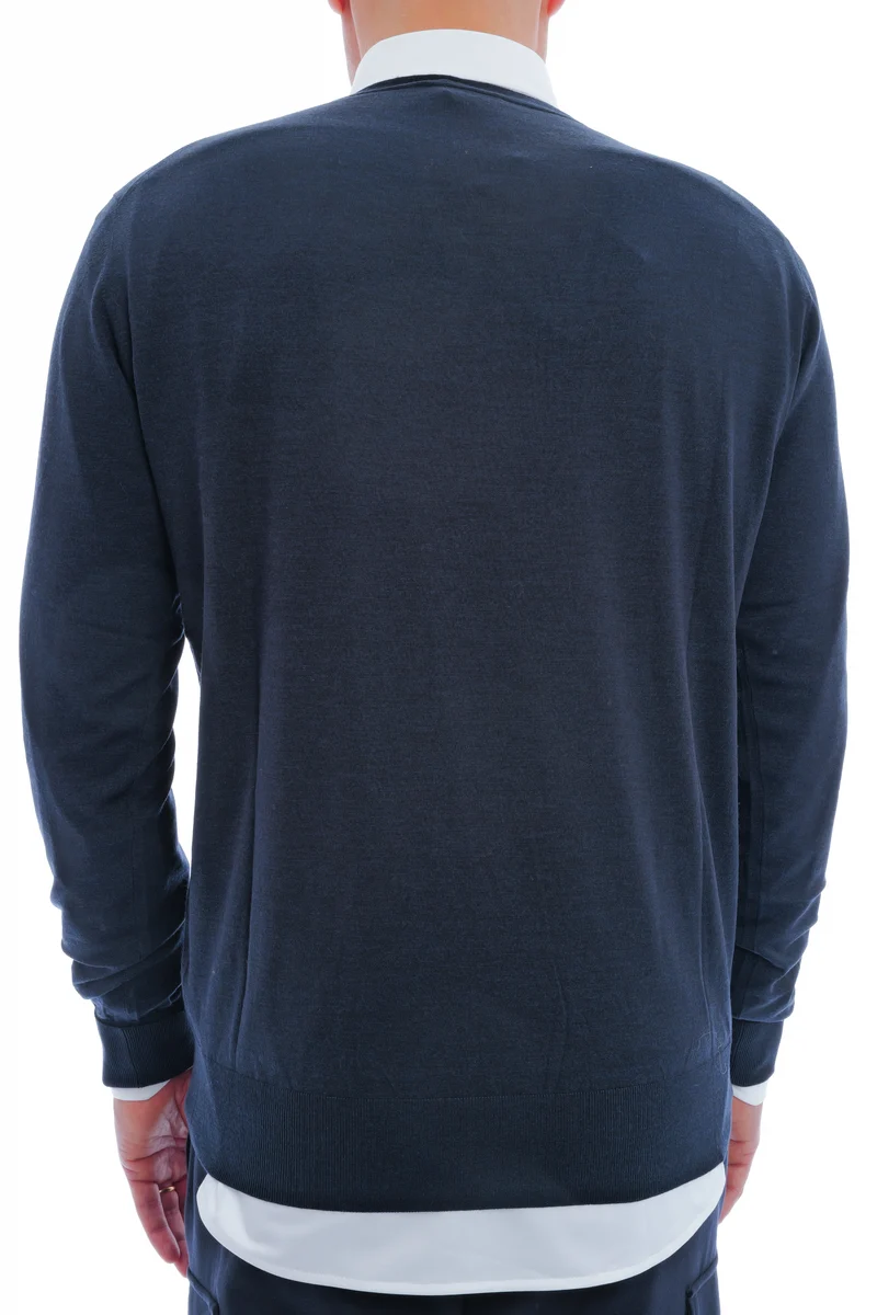 Wollpullover 'Enno' Marine Meliert