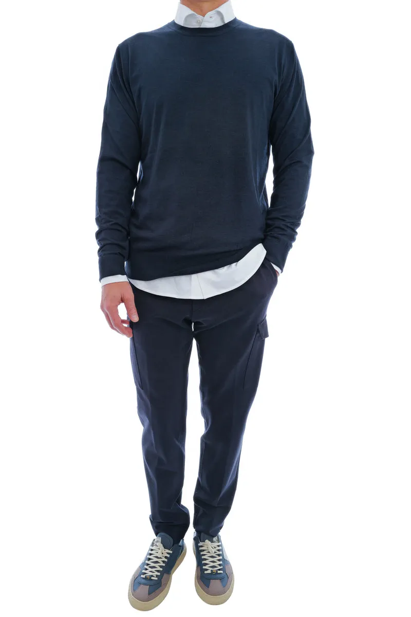 Wollpullover 'Enno' Marine Meliert