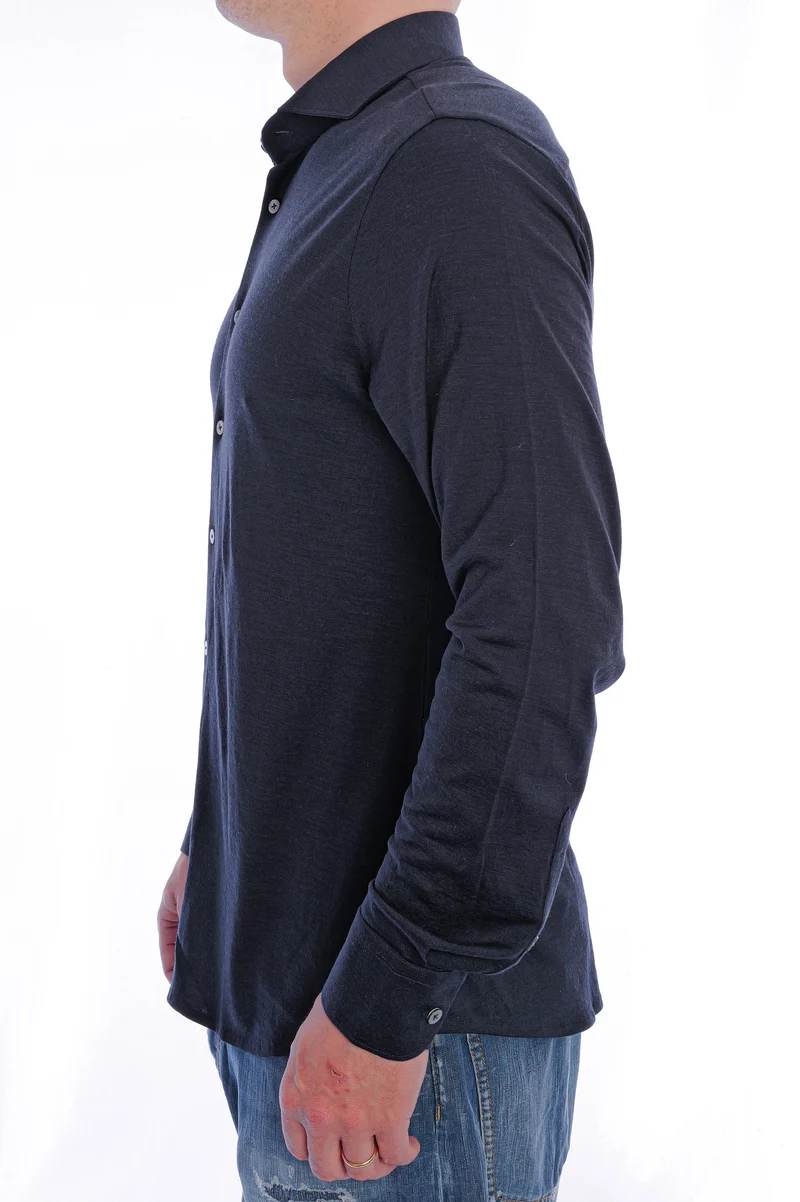 Wollhemd 'Otis Hai' Navy Meliert