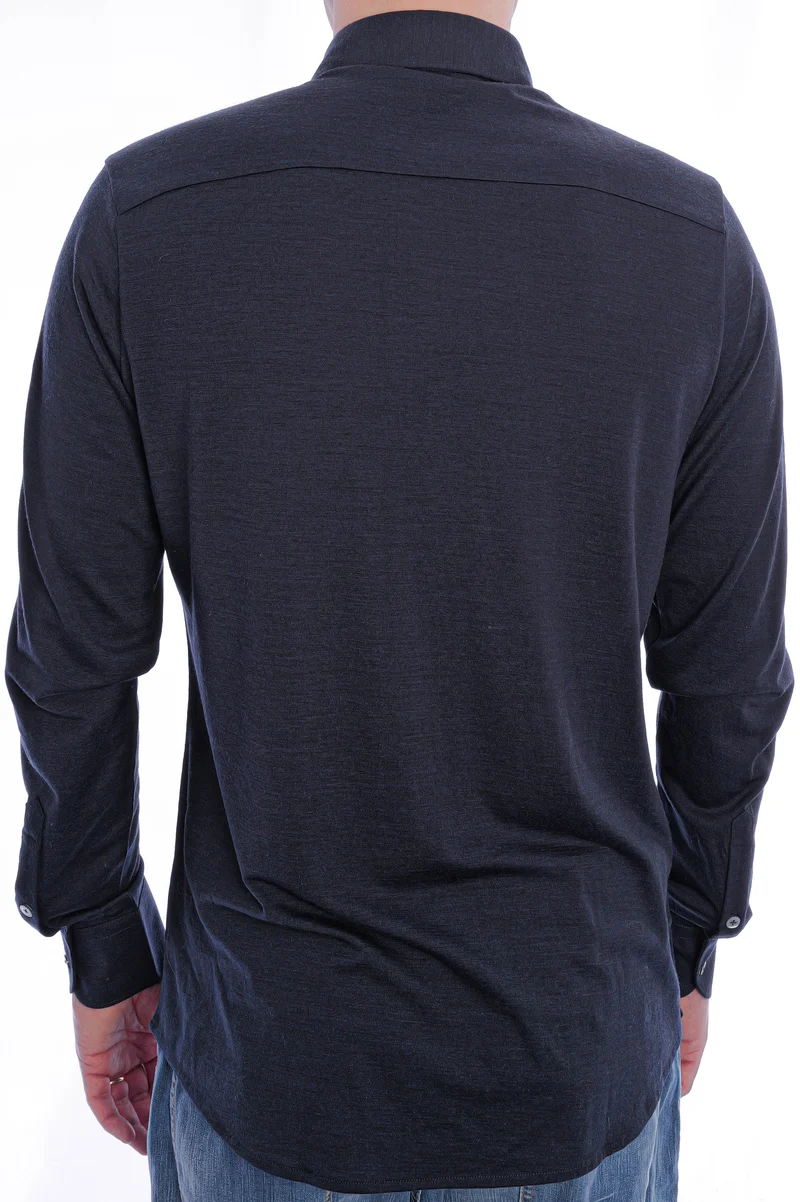 Wollhemd 'Otis Hai' Navy Meliert