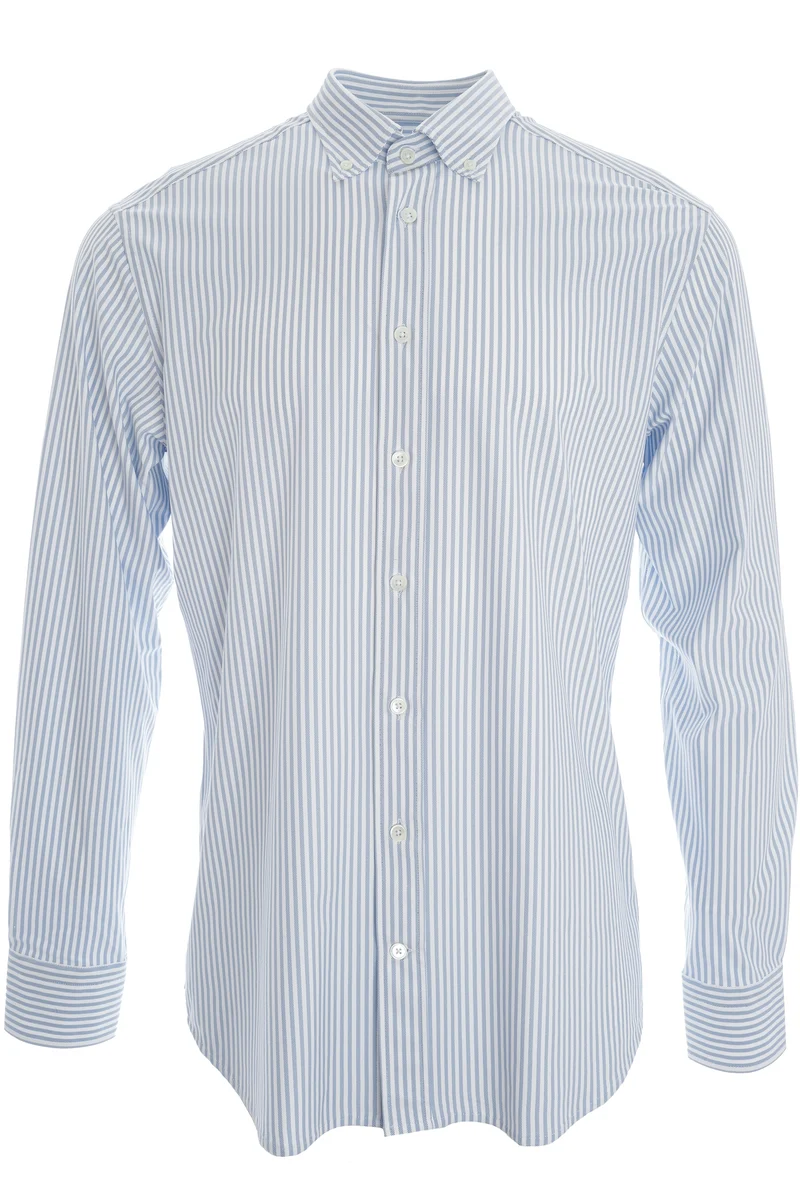Stretchhemd Button-Down Radical Fit Hellblau Gestreift