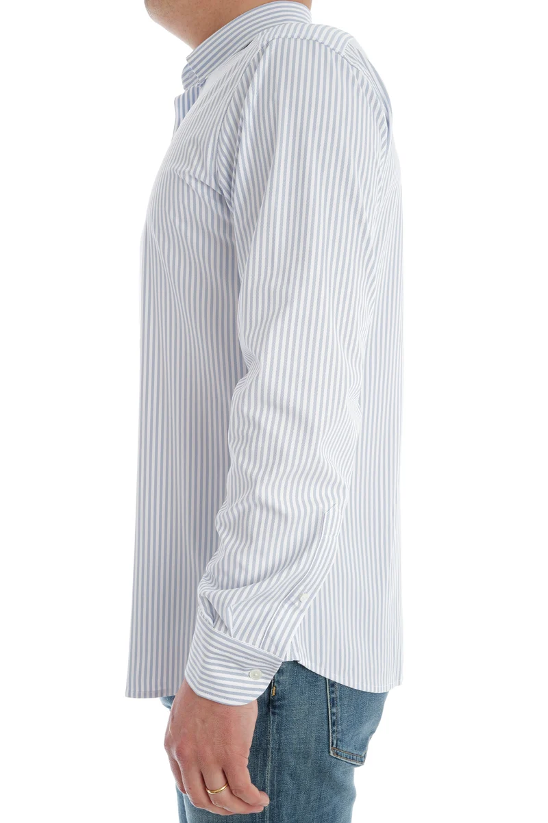 Stretchhemd Button-Down Radical Fit Hellblau Gestreift