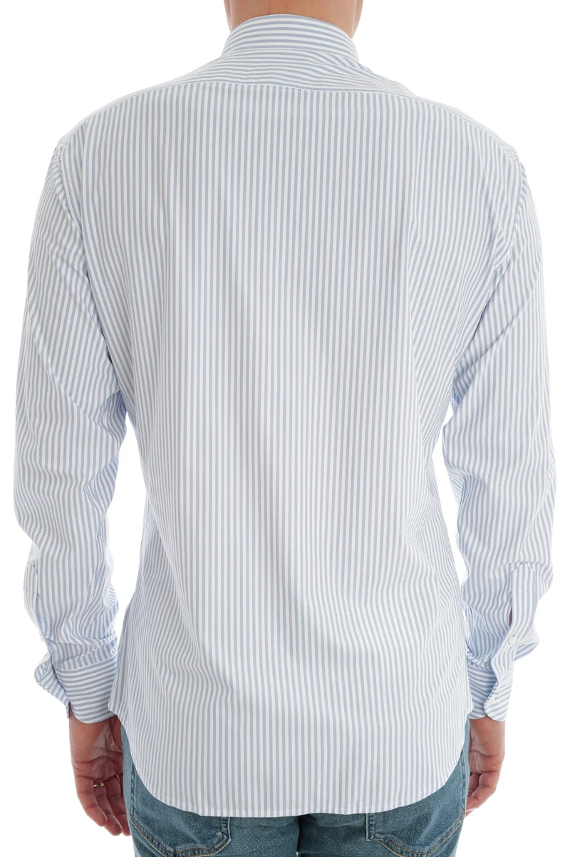 Stretchhemd Button-Down Radical Fit Hellblau Gestreift