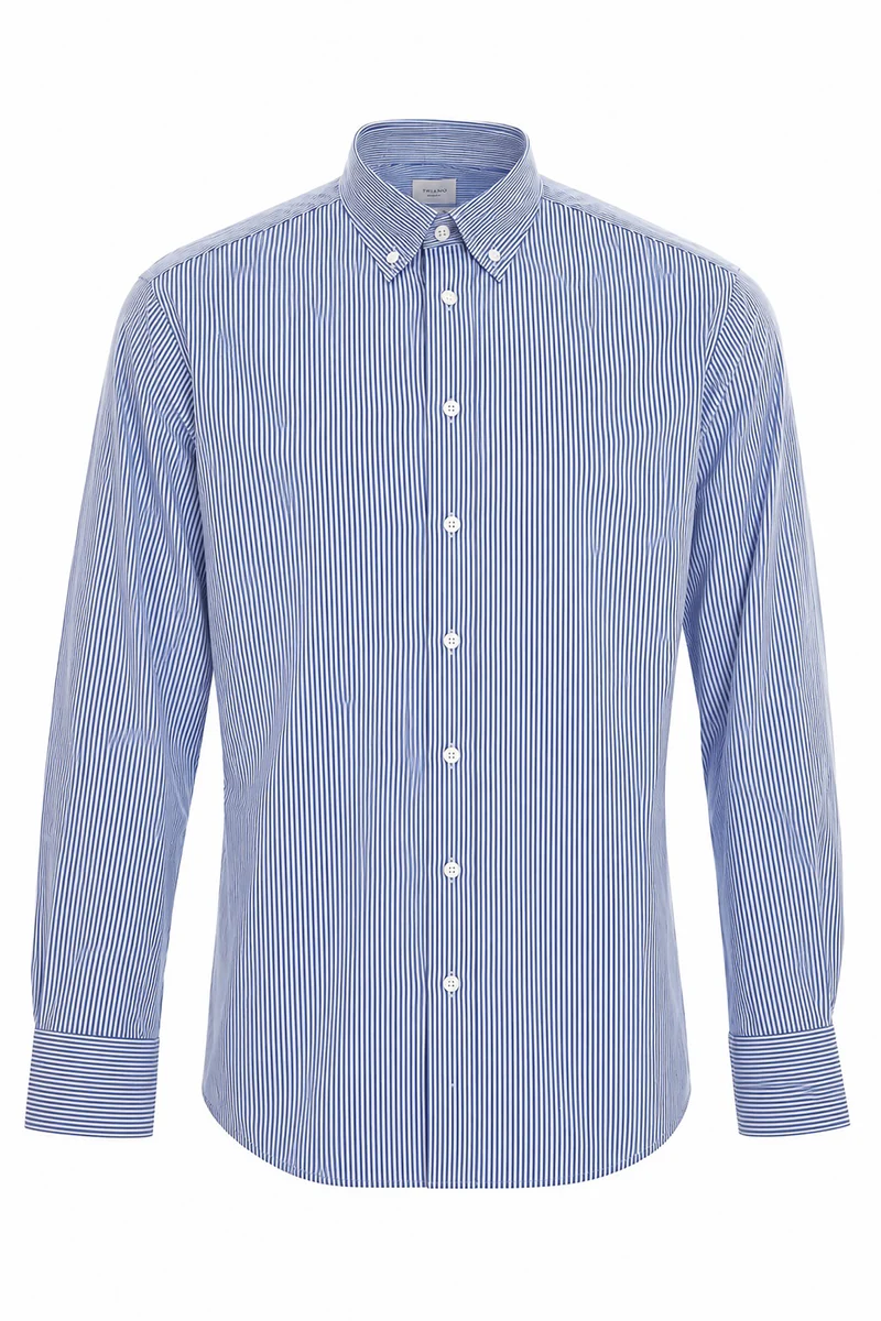 Stretchhemd Button Down Kragen Radical Fit Dunkelblau gestreift