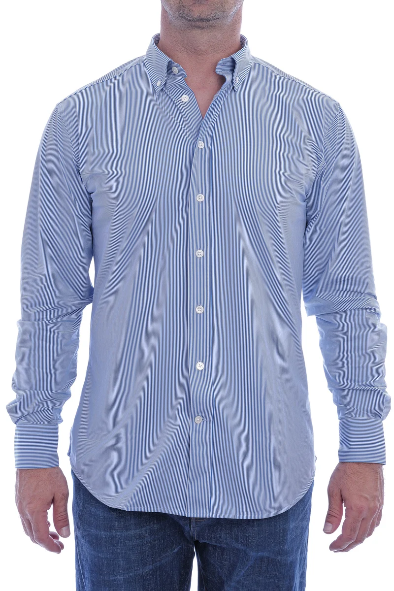Stretchhemd Button Down Kragen Radical Fit Dunkelblau gestreift