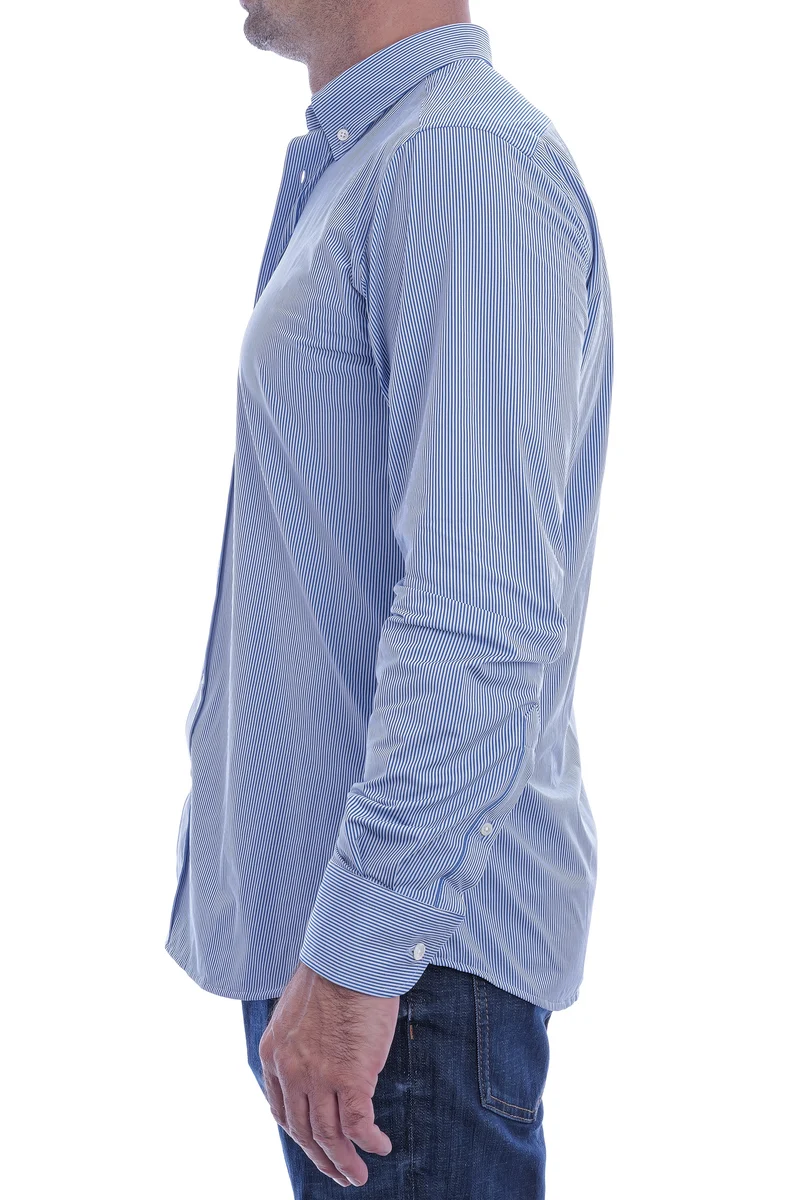 Stretchhemd Button Down Kragen Radical Fit Dunkelblau gestreift