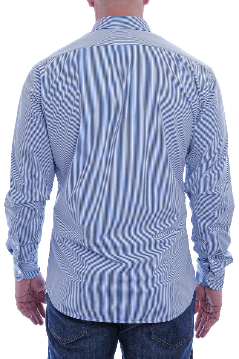 Stretchhemd Button Down Kragen Radical Fit Dunkelblau gestreift