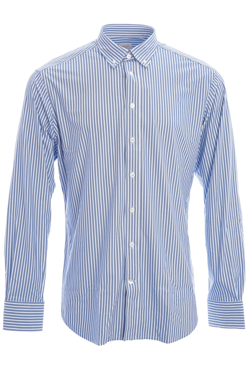Stretchhemd - Button Down Kragen Radical Fit Blau-Weiß Gestreift