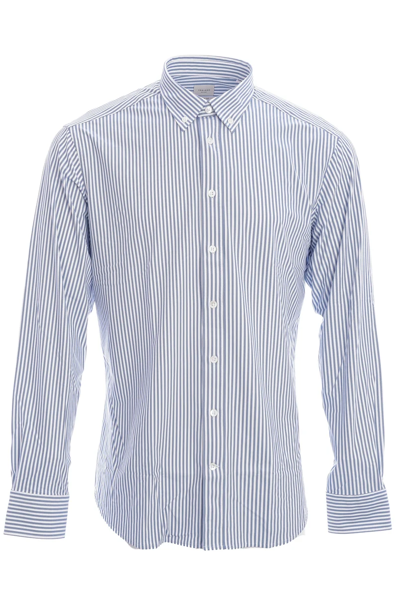 Stretchhemd Button Down Kragen Radical Fit Blau breit gestreift
