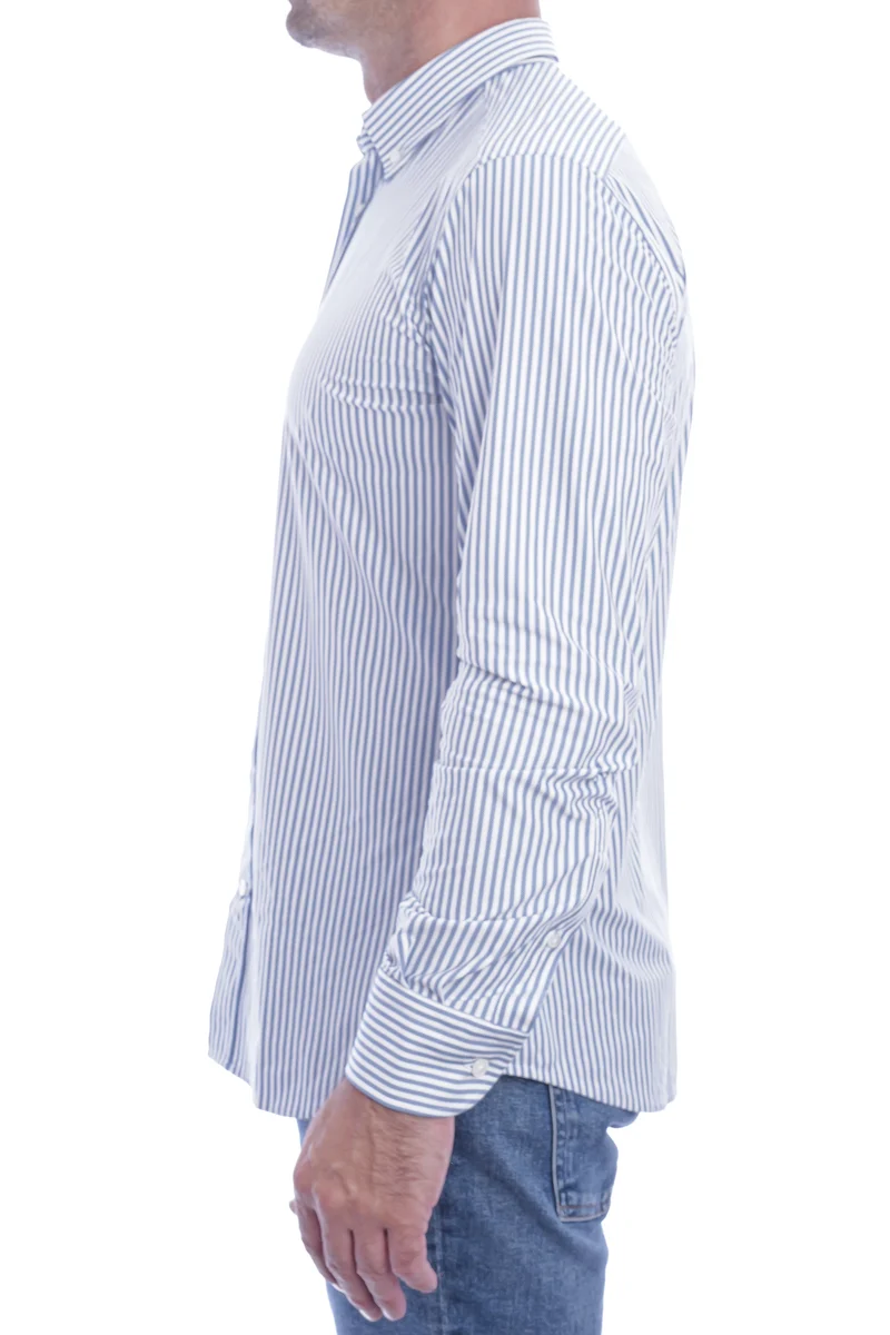 Stretchhemd Button Down Kragen Radical Fit Blau breit gestreift
