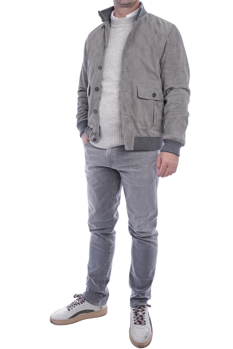 Lederjacke 'Valstarino' Steingrau