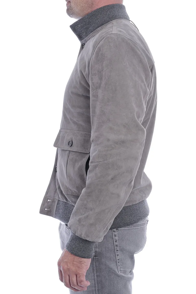 Lederjacke 'Valstarino' Steingrau