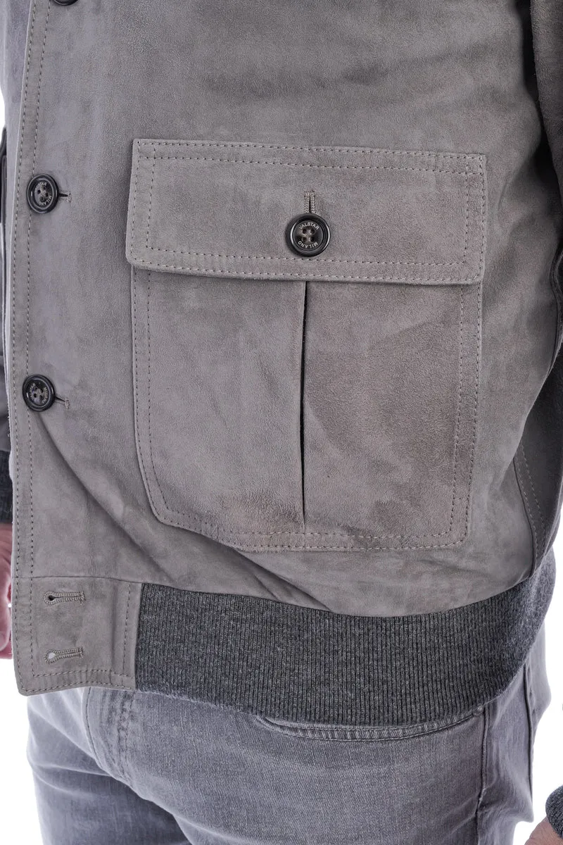 Lederjacke 'Valstarino' Steingrau
