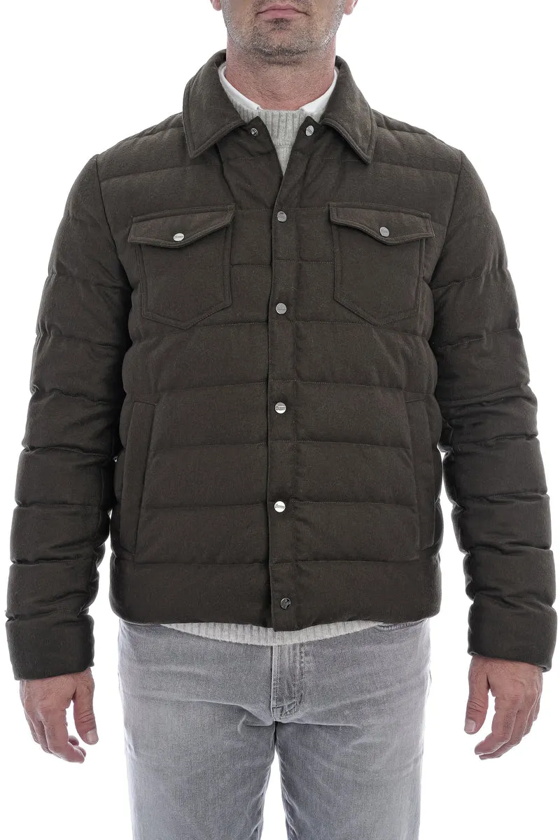Daunen- Steppjacke Dunkelgrün