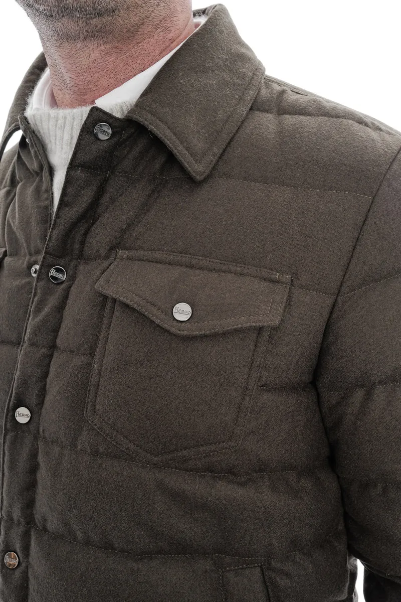 Daunen- Steppjacke Dunkelgrün