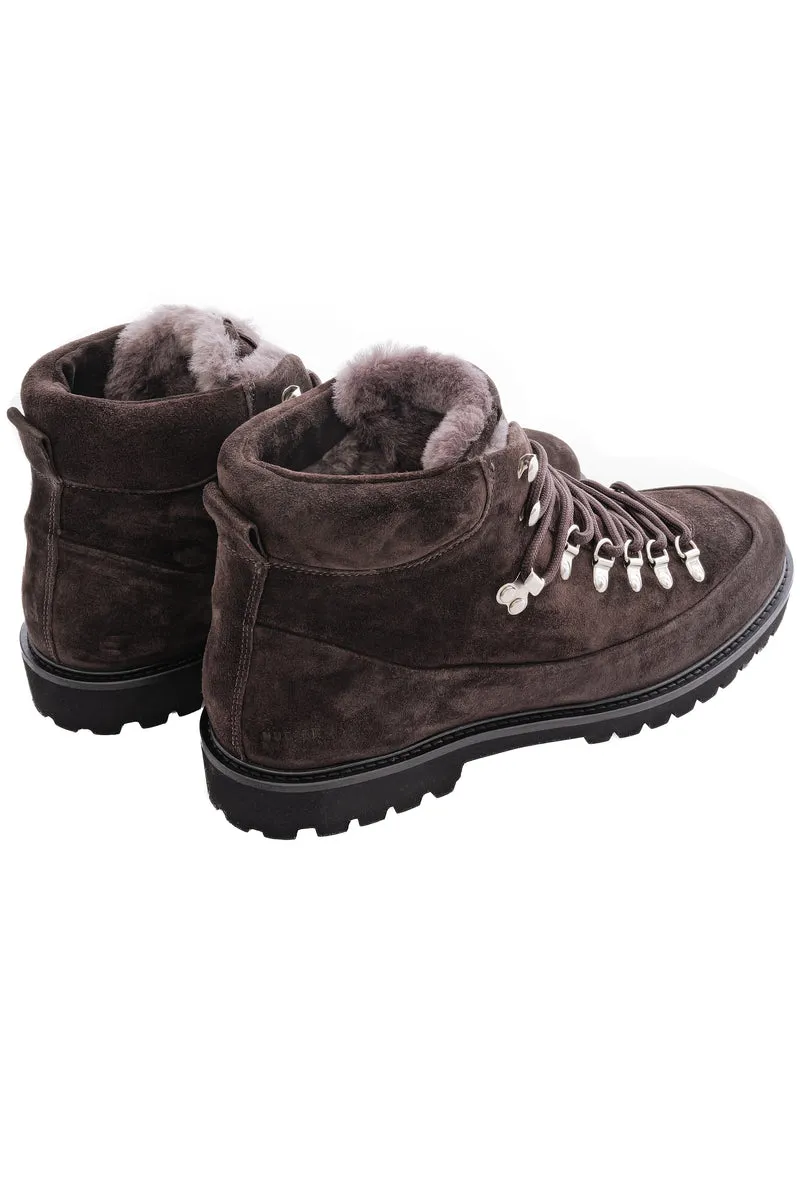Gefütterte Wildlederboots 'Logan Chad Fur' Dunkelbraun