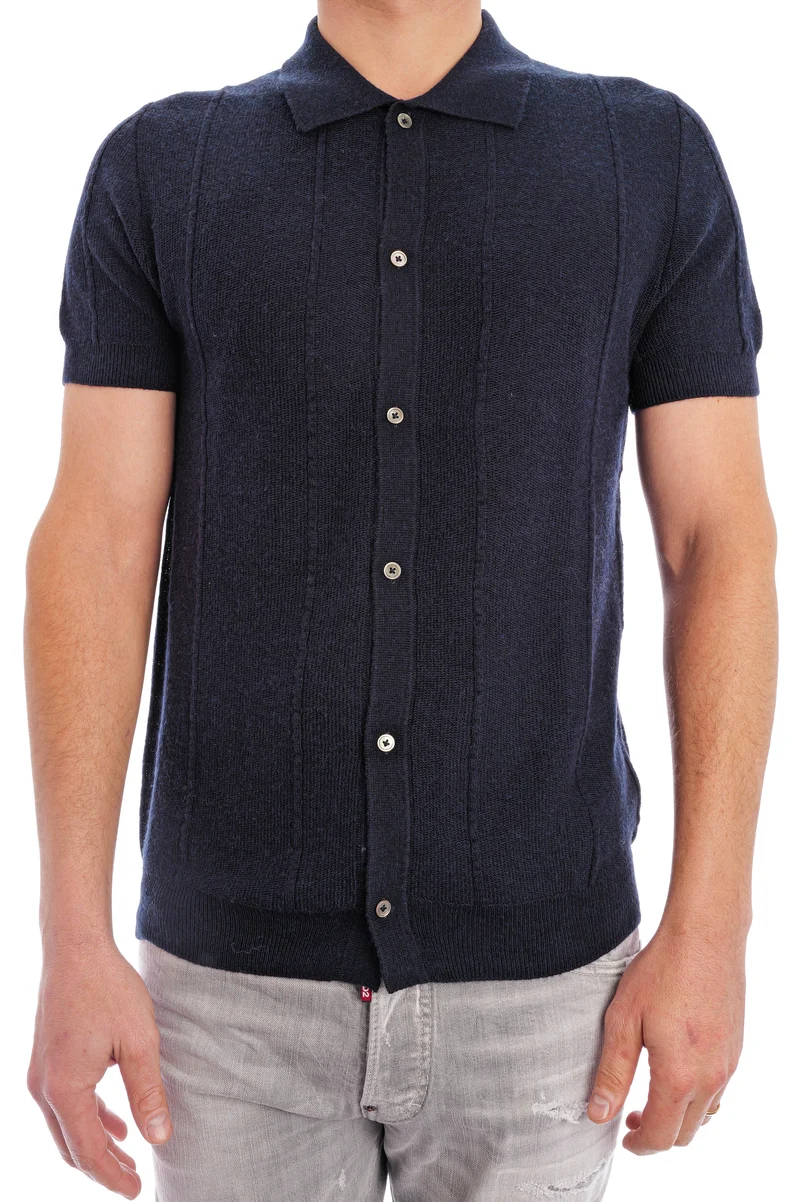 Strickshirt aus Piqué Midnight