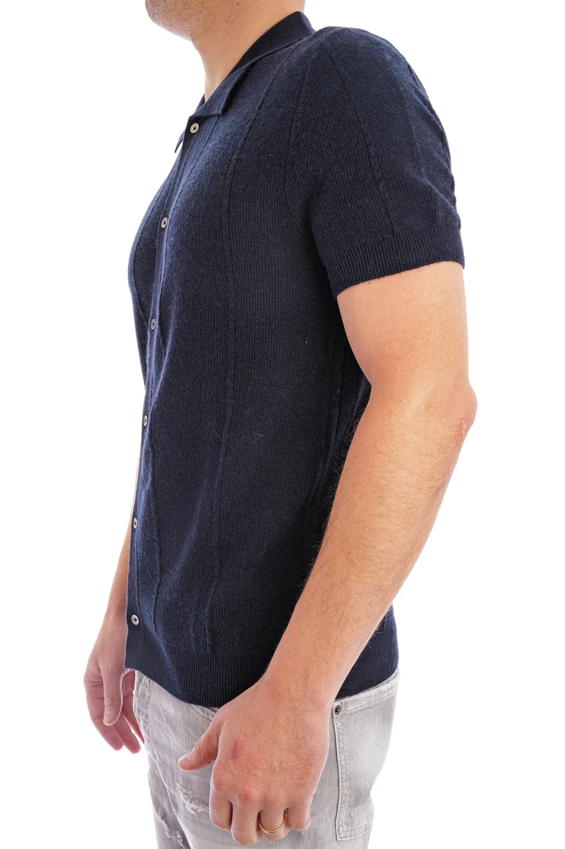 Strickshirt aus Piqué Midnight