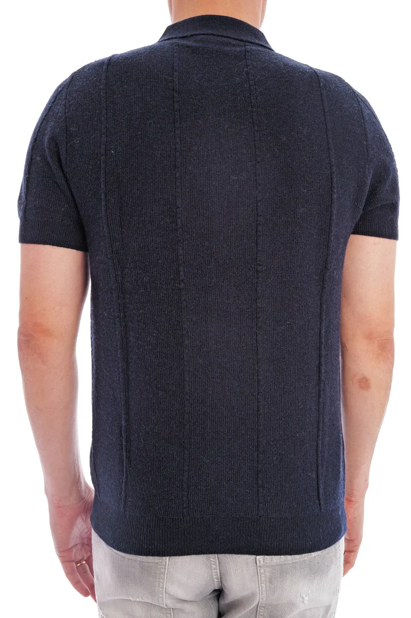 Strickshirt aus Piqué Midnight