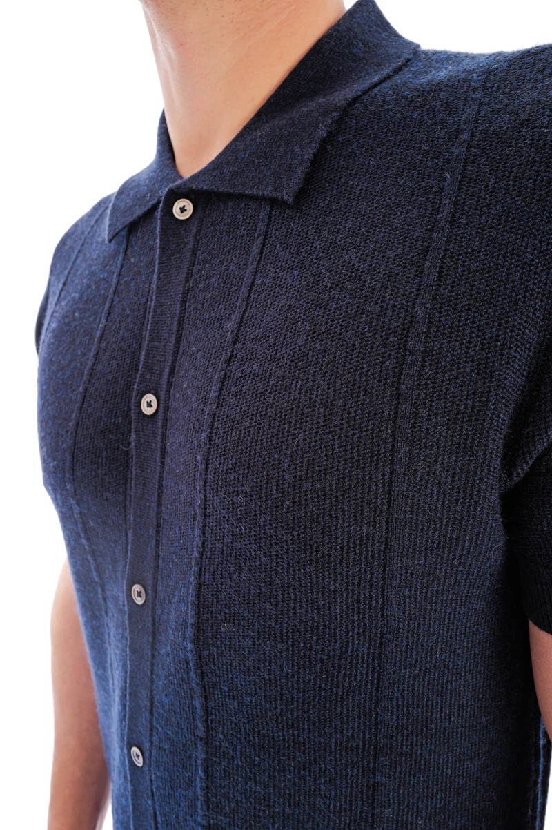 Strickshirt aus Piqué Midnight