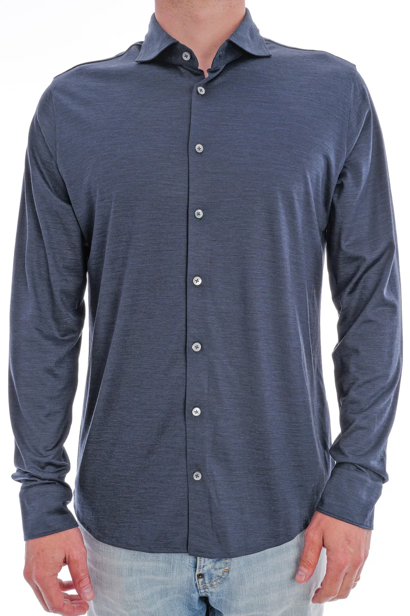 Wollhemd 'Otis' Indigo Meliert